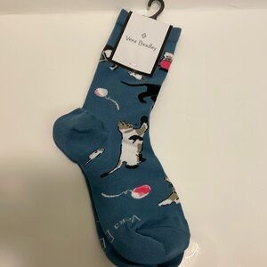 Vera Bradley Cats Meow Crew Socks NWT Fits sizes 5-10